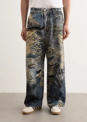 2023M FN TLO Torn Scribble Jeans