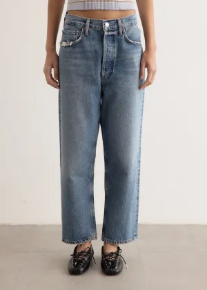 90's Crop Mid Rise Loose Straight Jeans