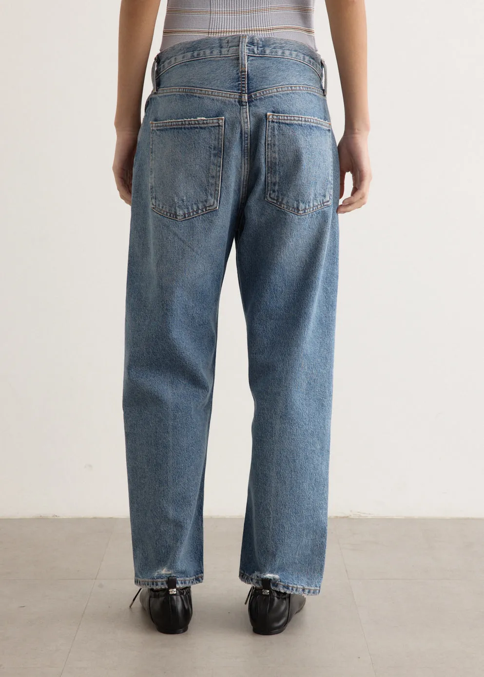 90's Crop Mid Rise Loose Straight Jeans