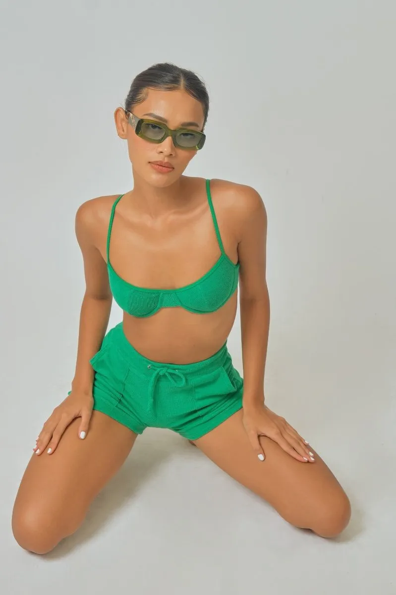 Addison Shorts / Green Terry FINAL SALE