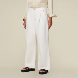 Beatrix Pleats Otawa Ecru - Low Rise Wide Fit