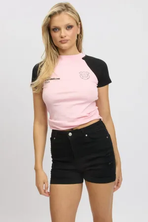 Black Skinny Short High Rise Rolled Hem