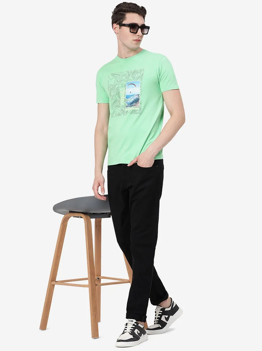 Black Striped Straight Fit Jeans | JadeBlue