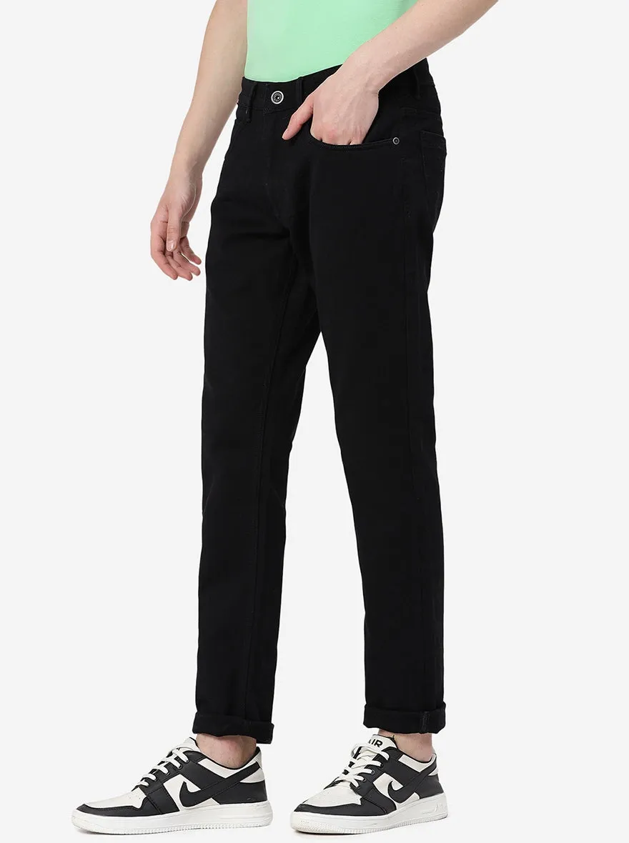 Black Striped Straight Fit Jeans | JadeBlue