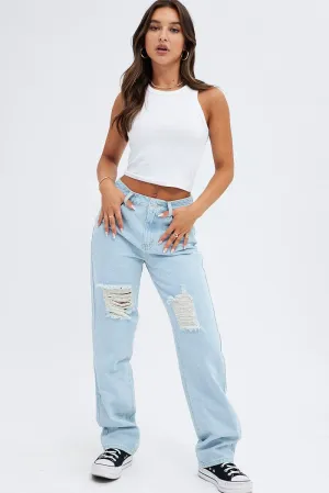 Blue Baggy Denim Jeans Mid rise
