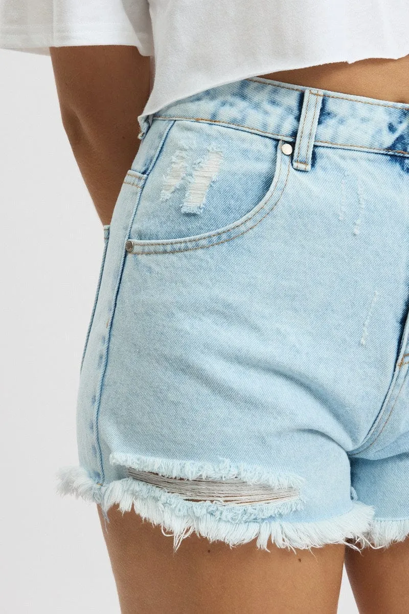 Blue Relaxed Short High Rise