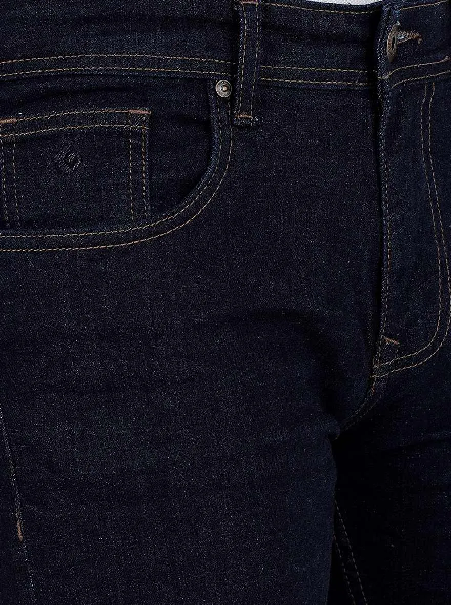 Blue Solid Straight Fit Jeans | Greenfibre