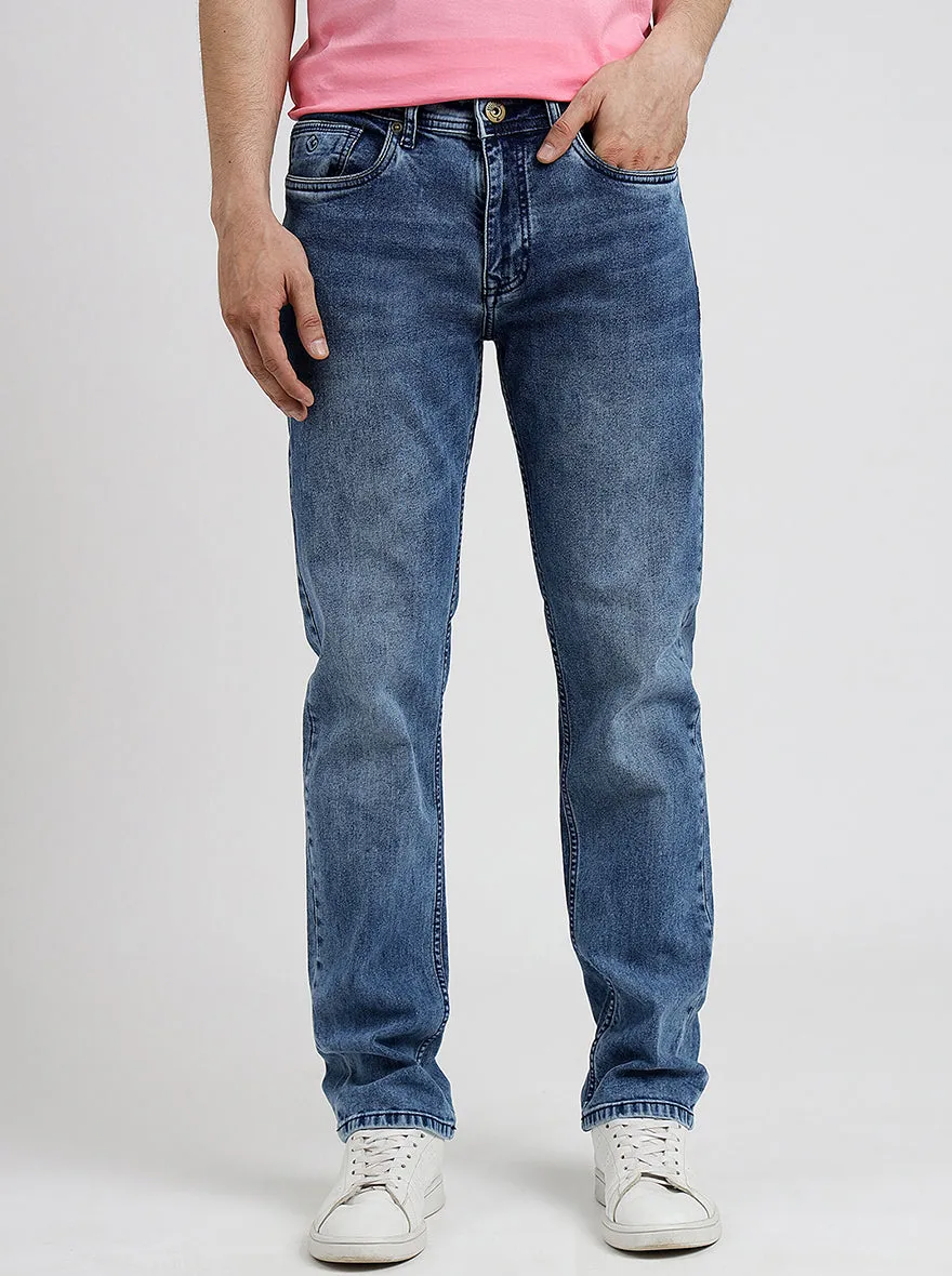 Cloud Blue Washed Straight Fit Jeans | Greenfibre