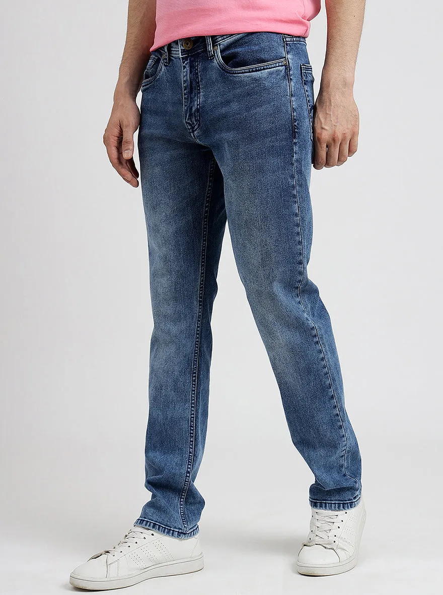 Cloud Blue Washed Straight Fit Jeans | Greenfibre