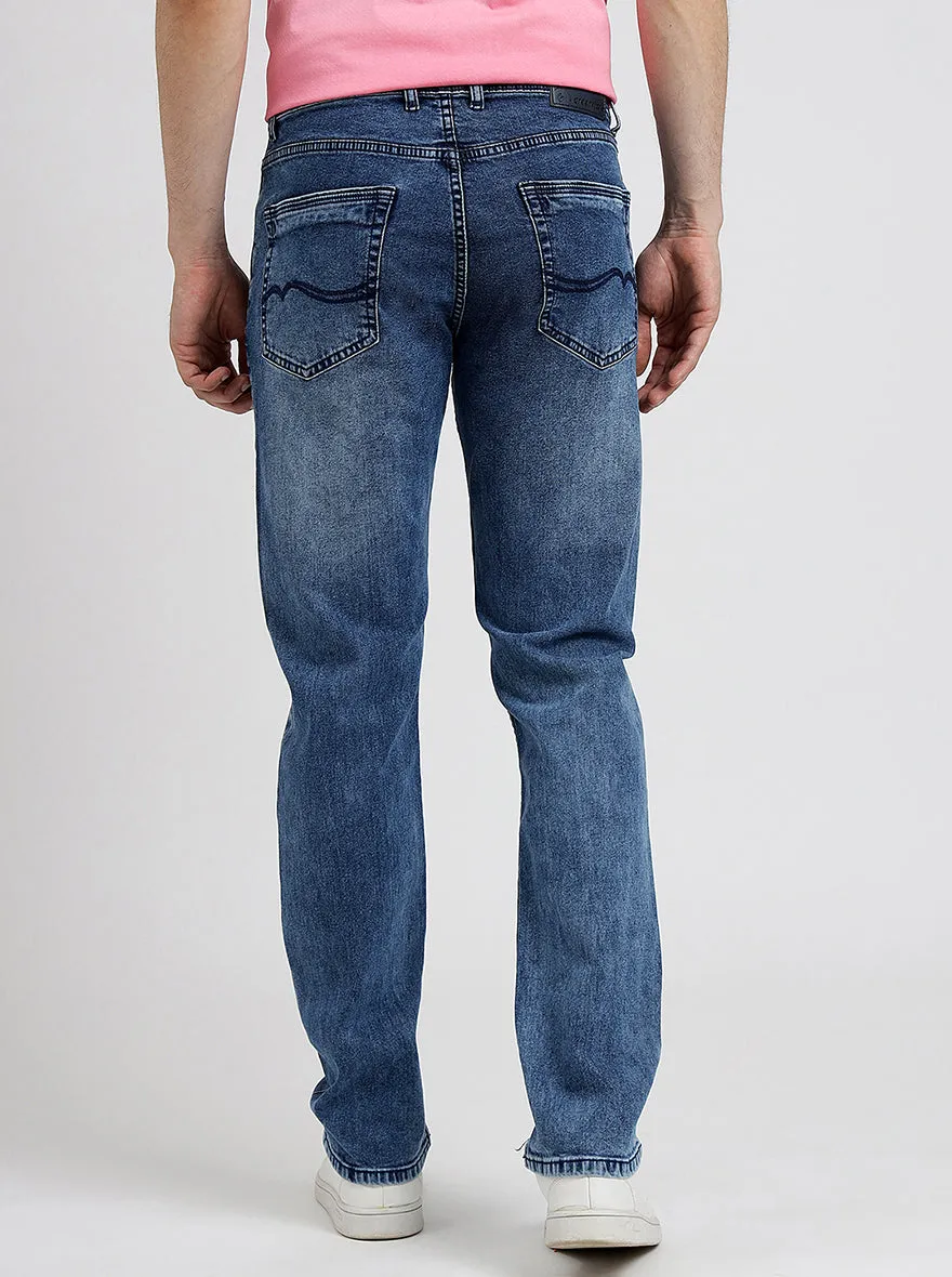 Cloud Blue Washed Straight Fit Jeans | Greenfibre
