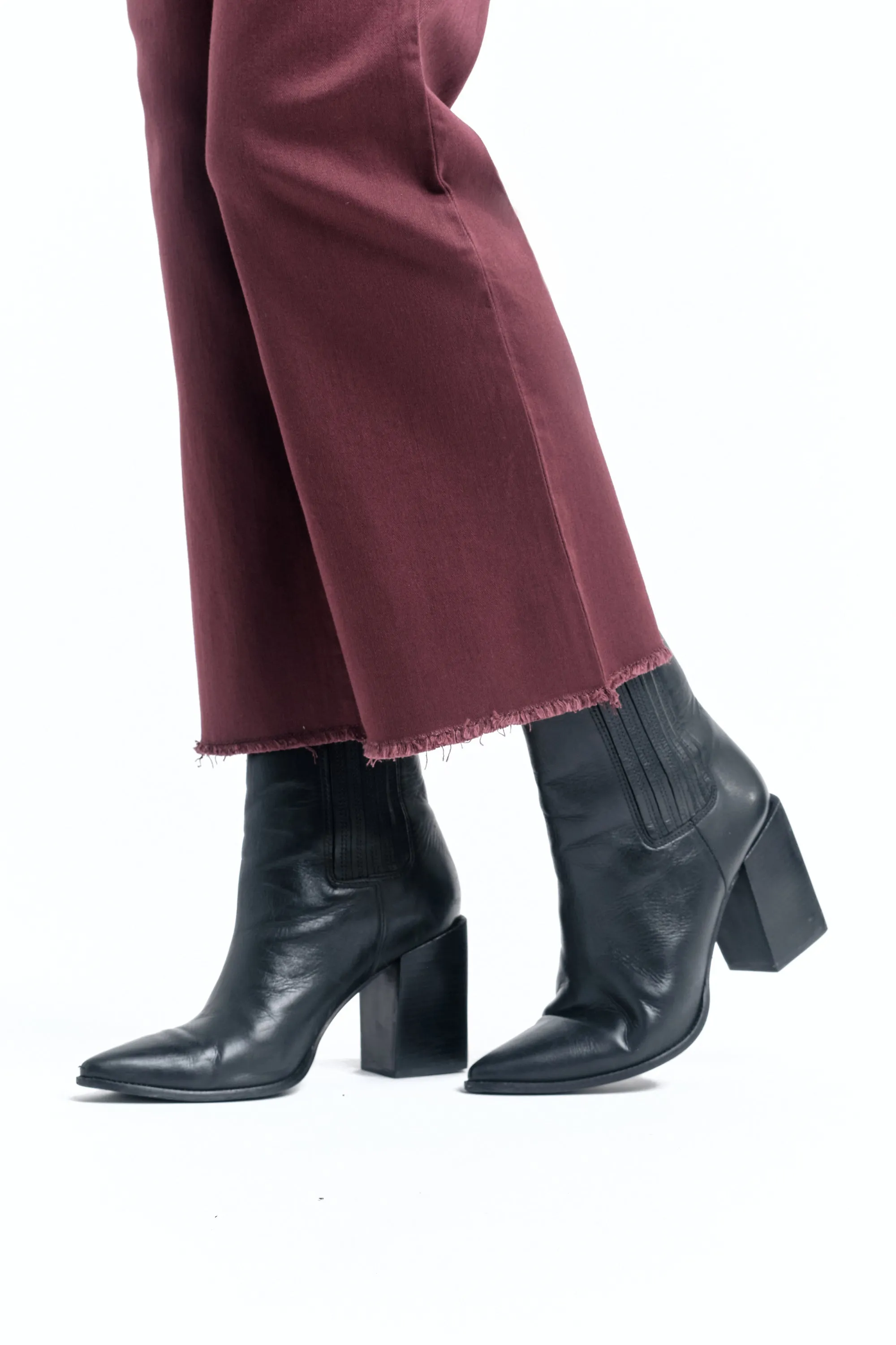 Color Denim Demi-Boot In Rumba Red