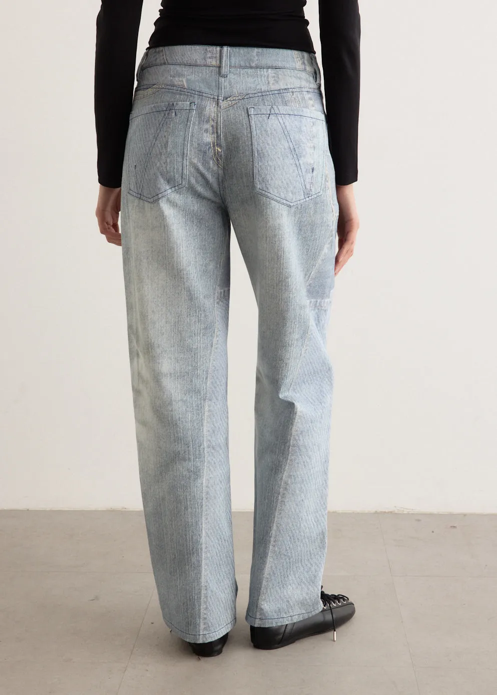 Crash Baggy Printed Jeans