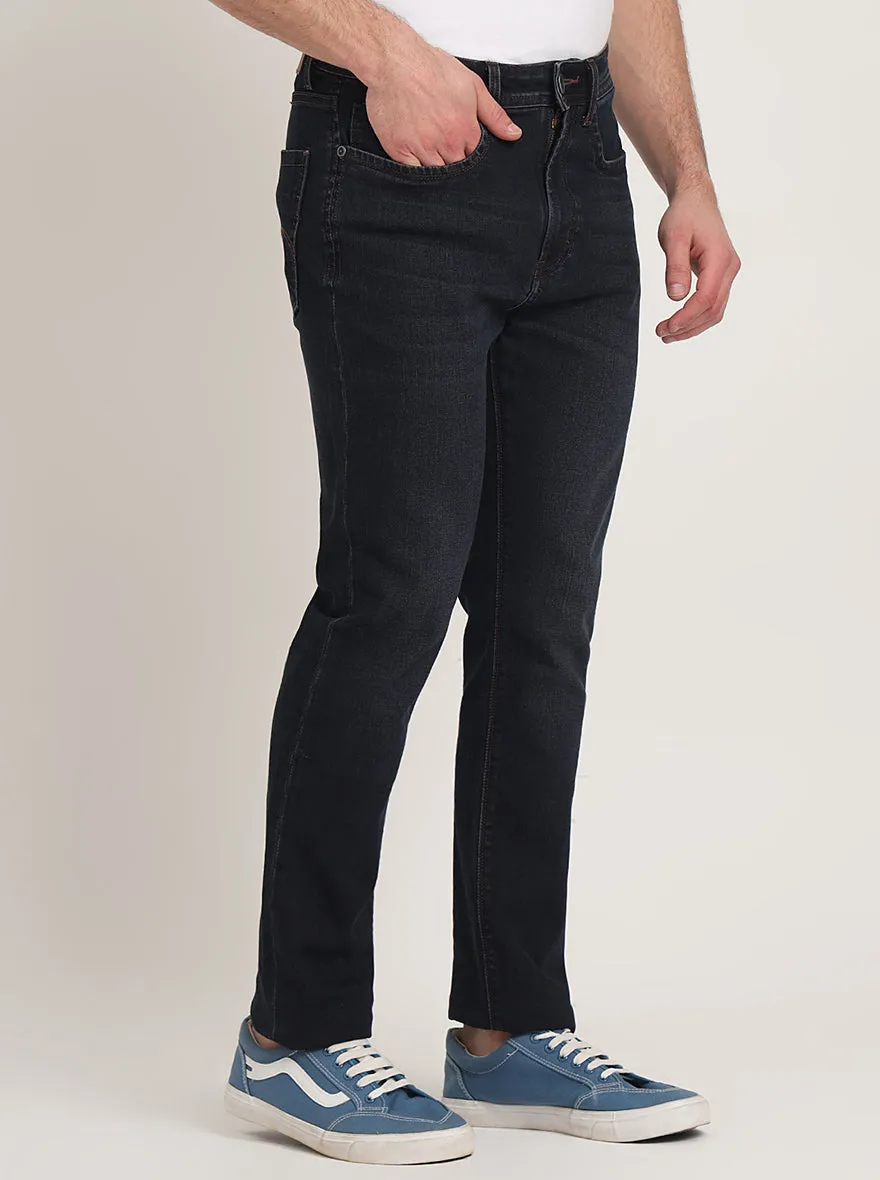 Dark Blue Washed Straight Fit Jeans | JadeBlue