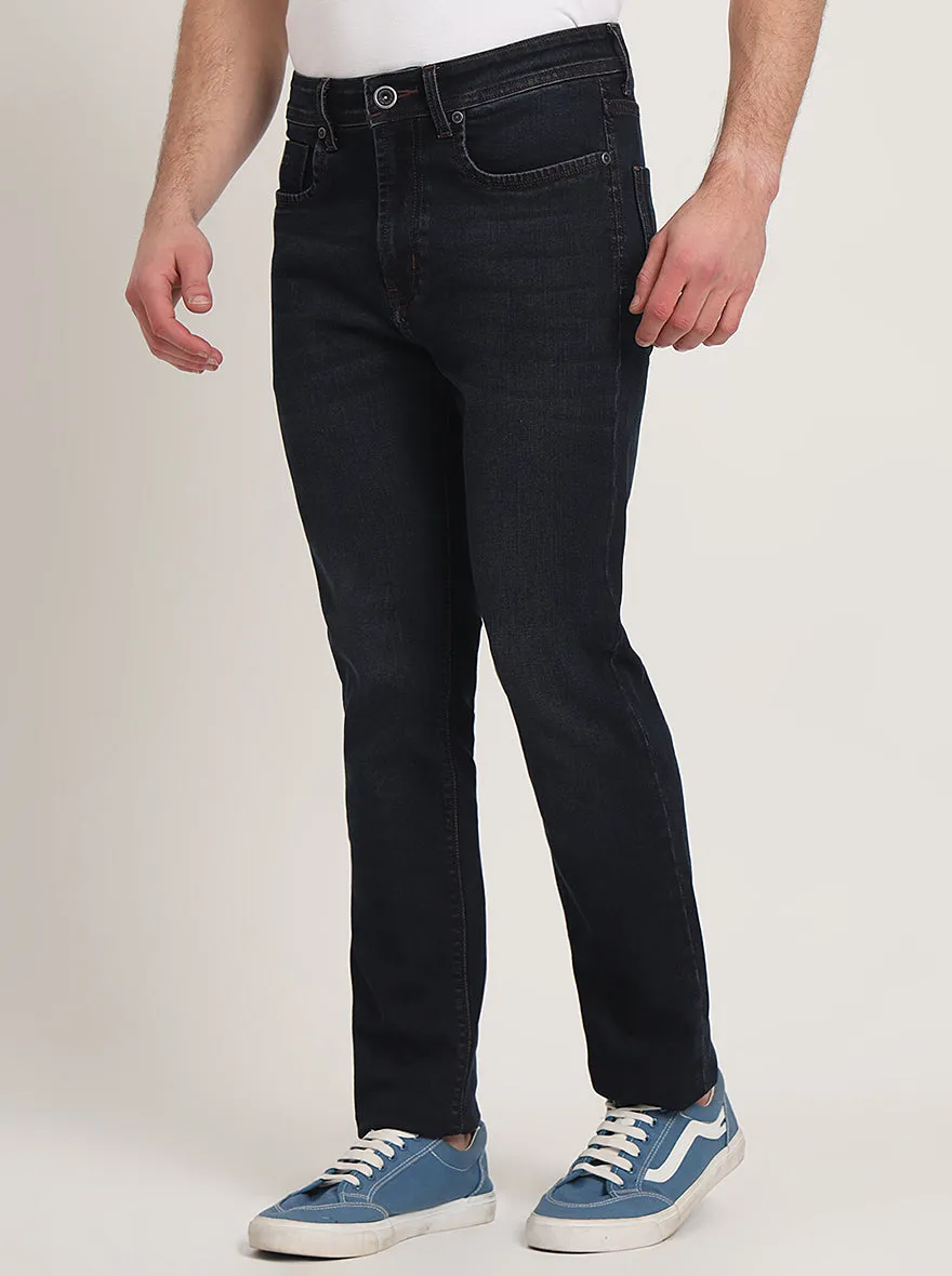 Dark Blue Washed Straight Fit Jeans | JadeBlue