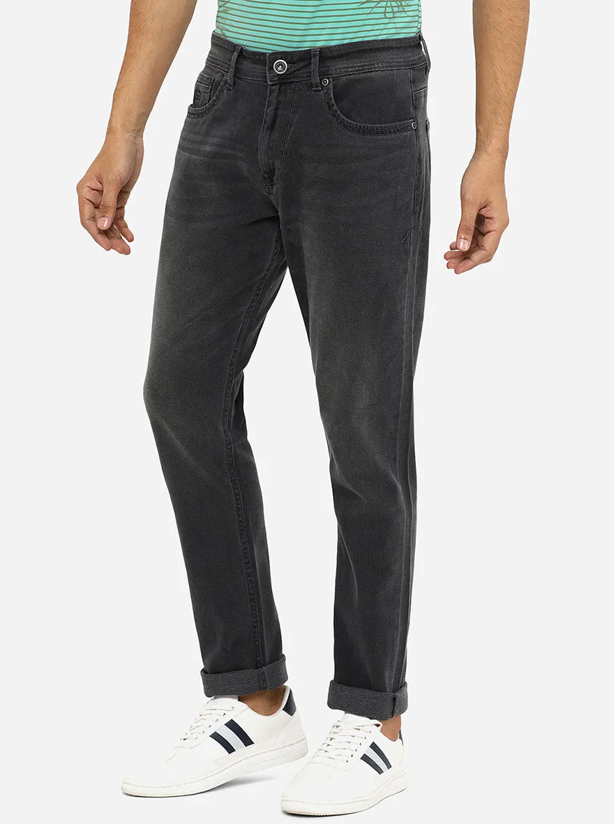 Dark Grey Washed Straight Fit Jeans | JadeBlue