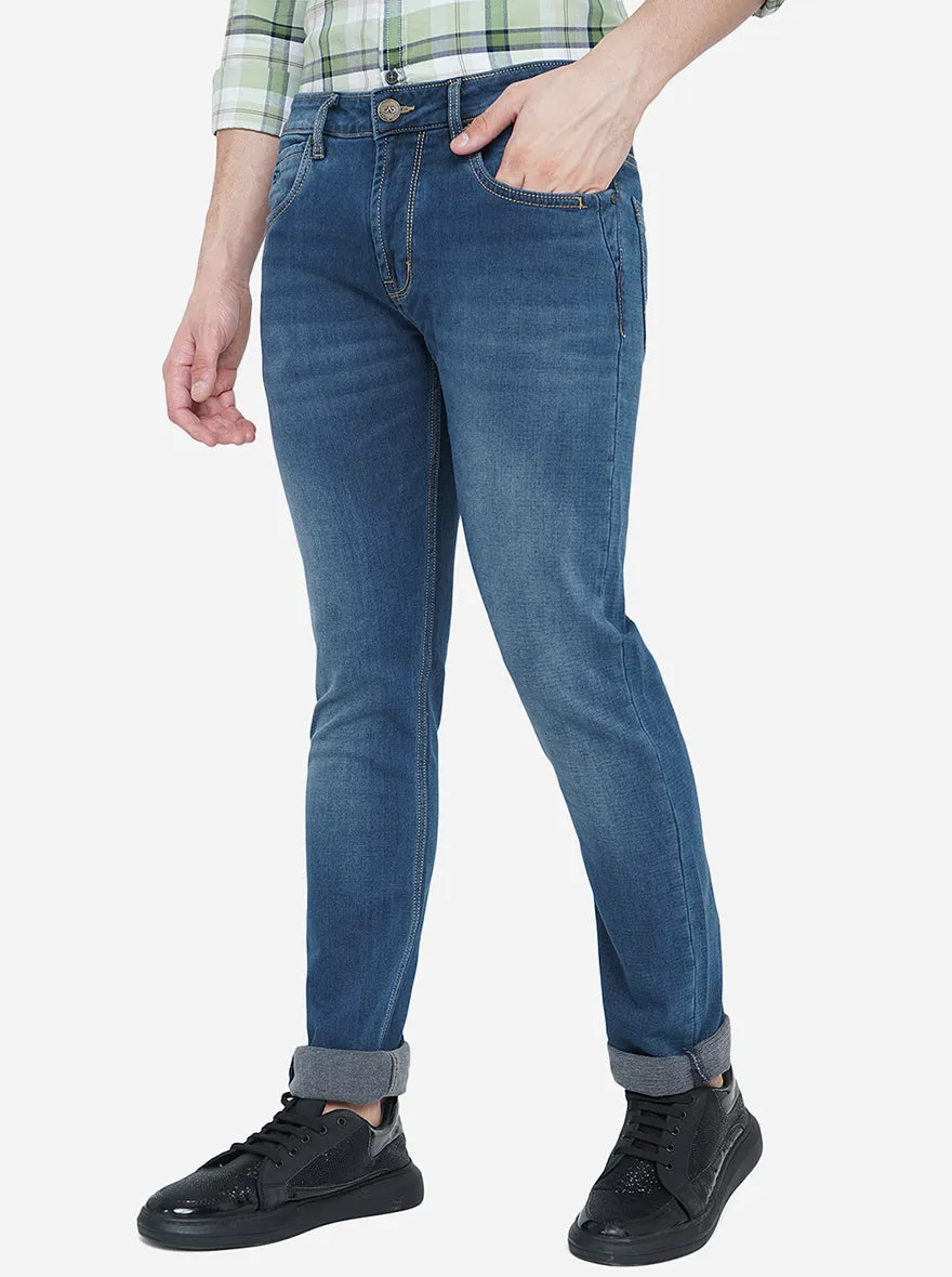 Denim Blue Washed Slim Fit Jeans | JadeBlue
