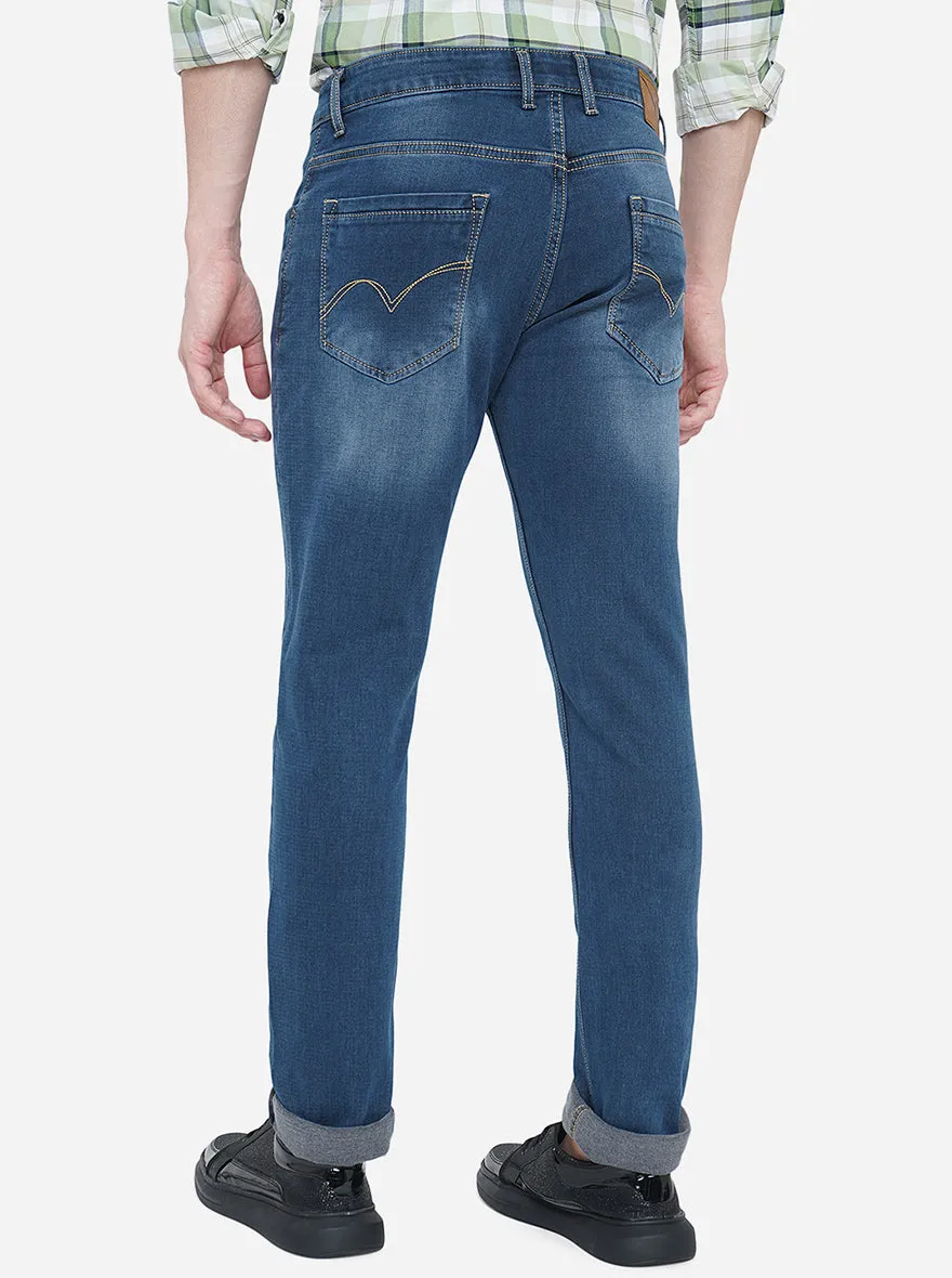 Denim Blue Washed Slim Fit Jeans | JadeBlue