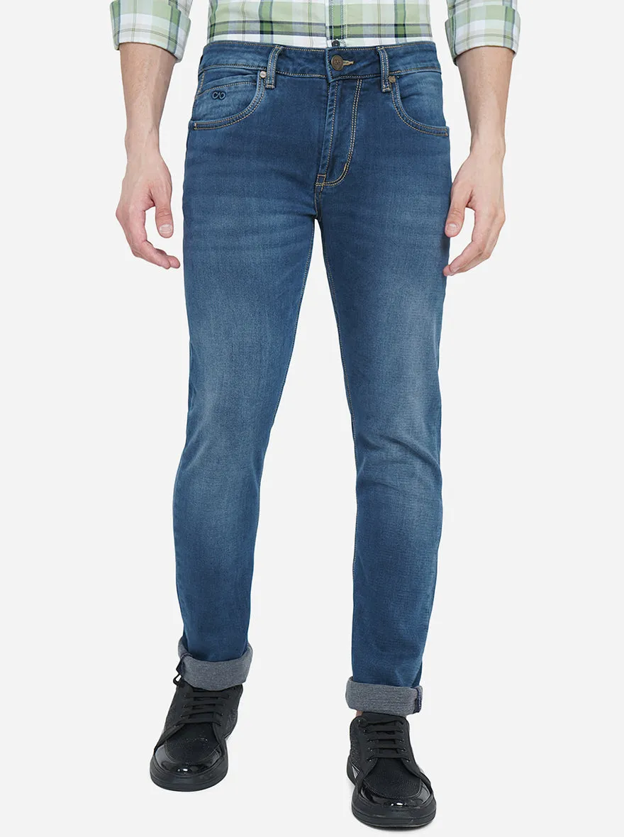 Denim Blue Washed Slim Fit Jeans | JadeBlue