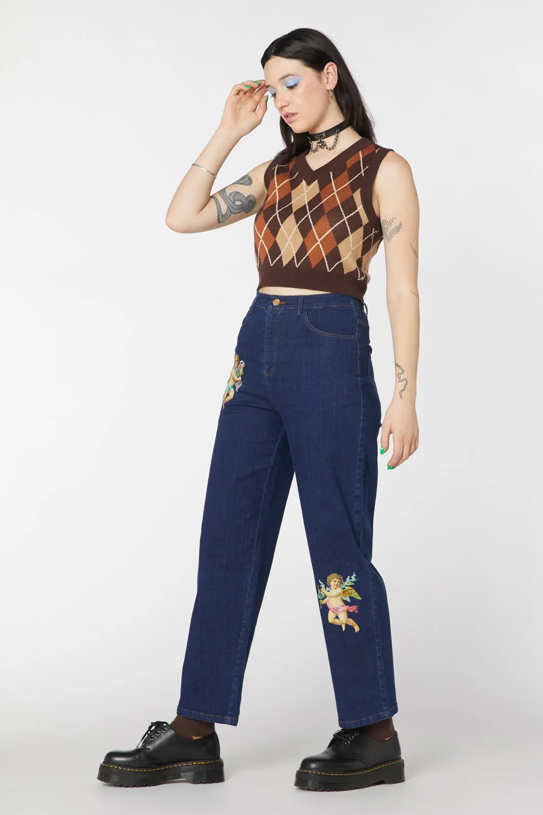 Denim Cherub Print Jean