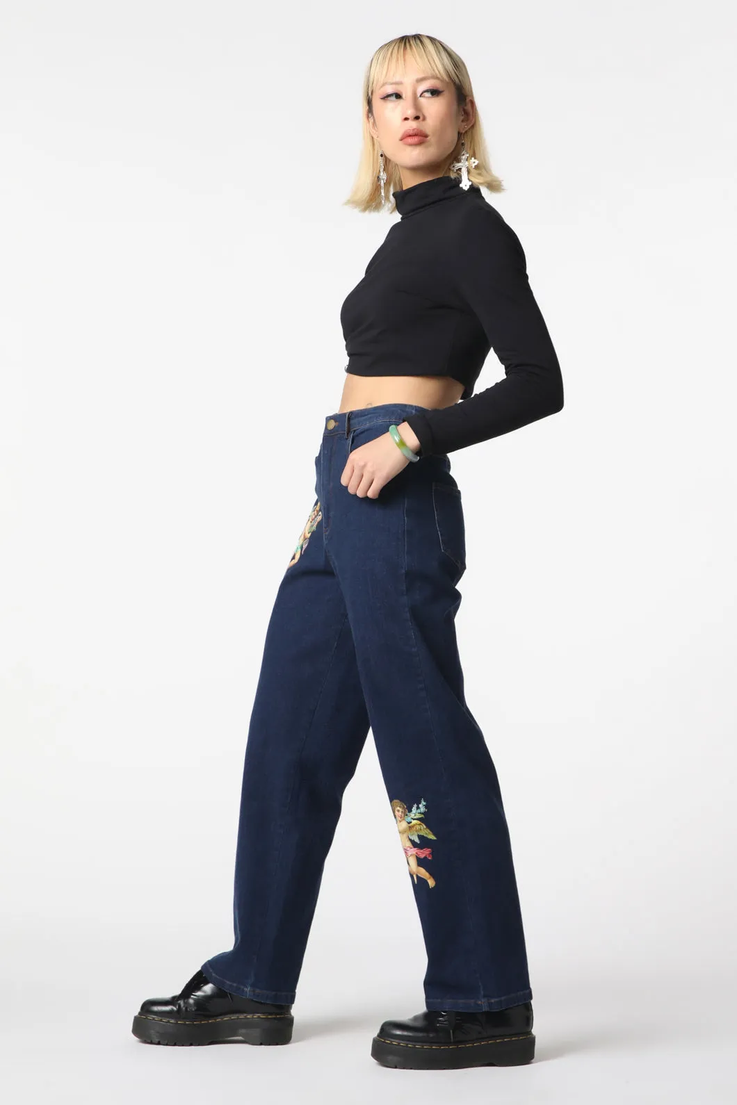 Denim Cherub Print Jean