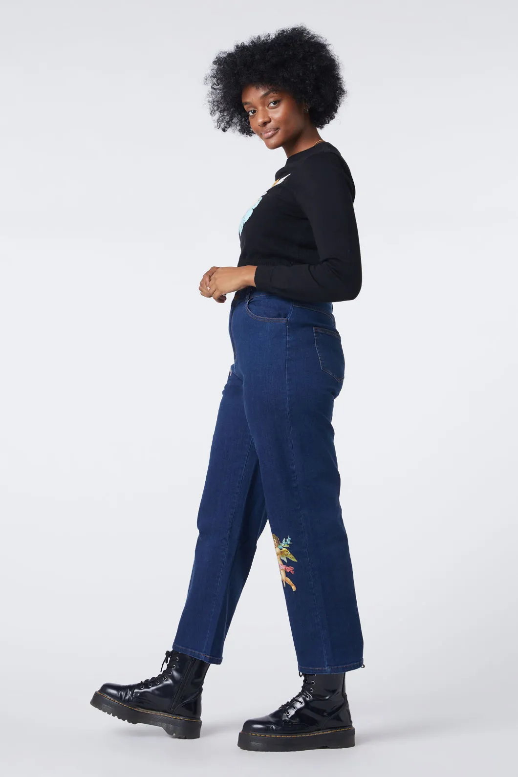 Denim Cherub Print Jean