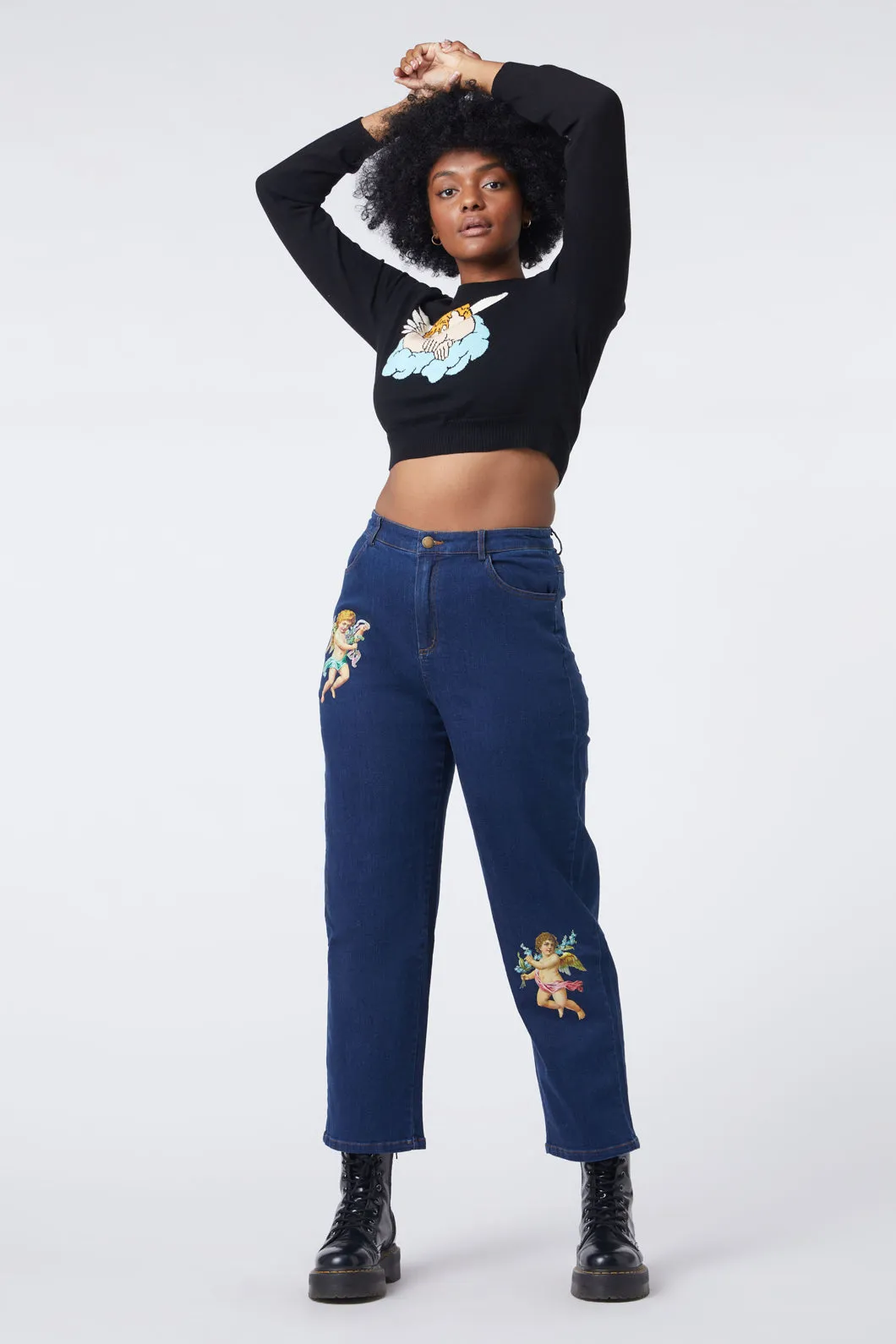 Denim Cherub Print Jean