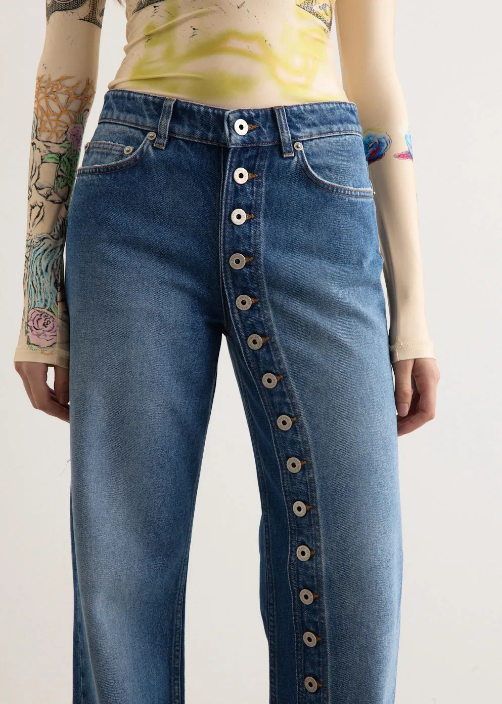 Denim Jeans with Button Details