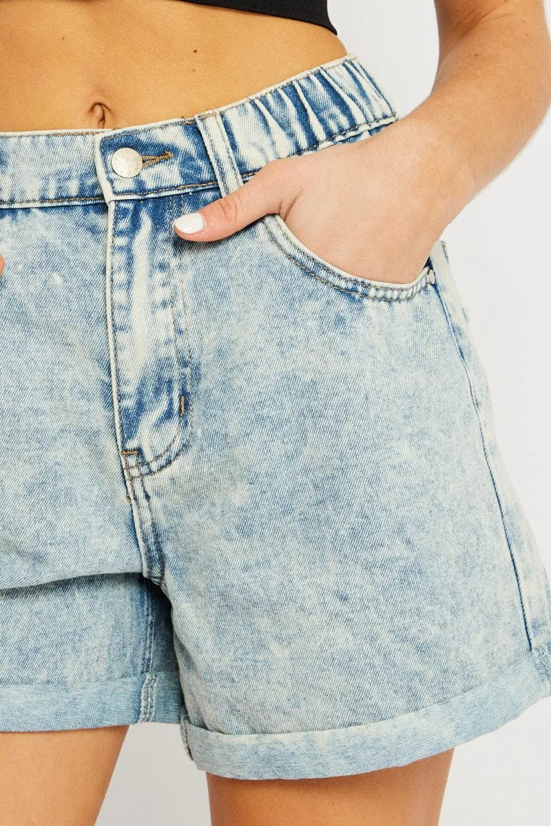 Denim Relaxed Short Elastic Waist