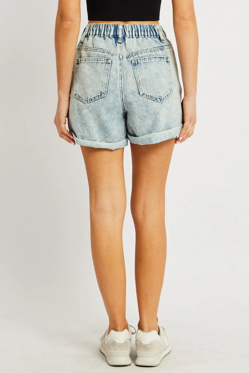 Denim Relaxed Short Elastic Waist