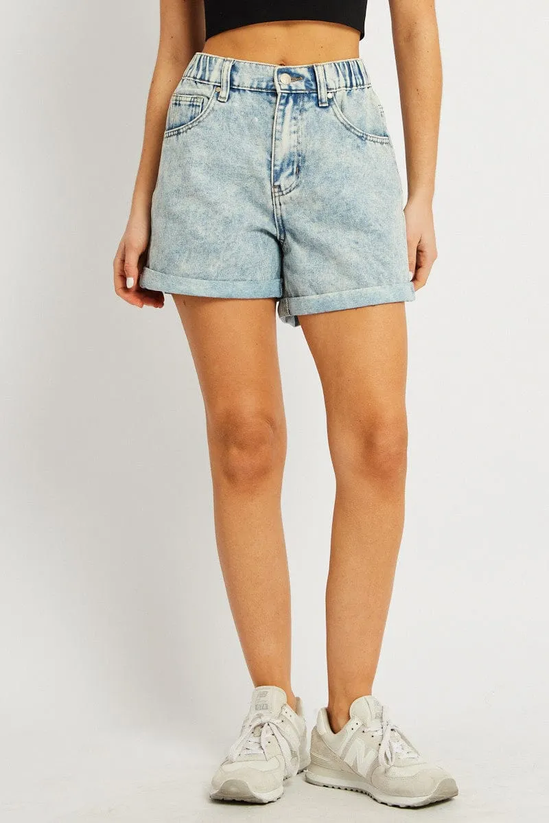 Denim Relaxed Short Elastic Waist