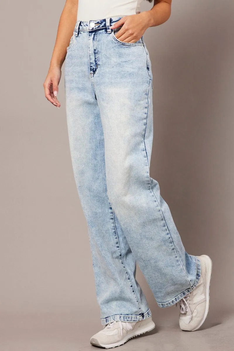 Denim Straight Jean High Rise Acid Wash