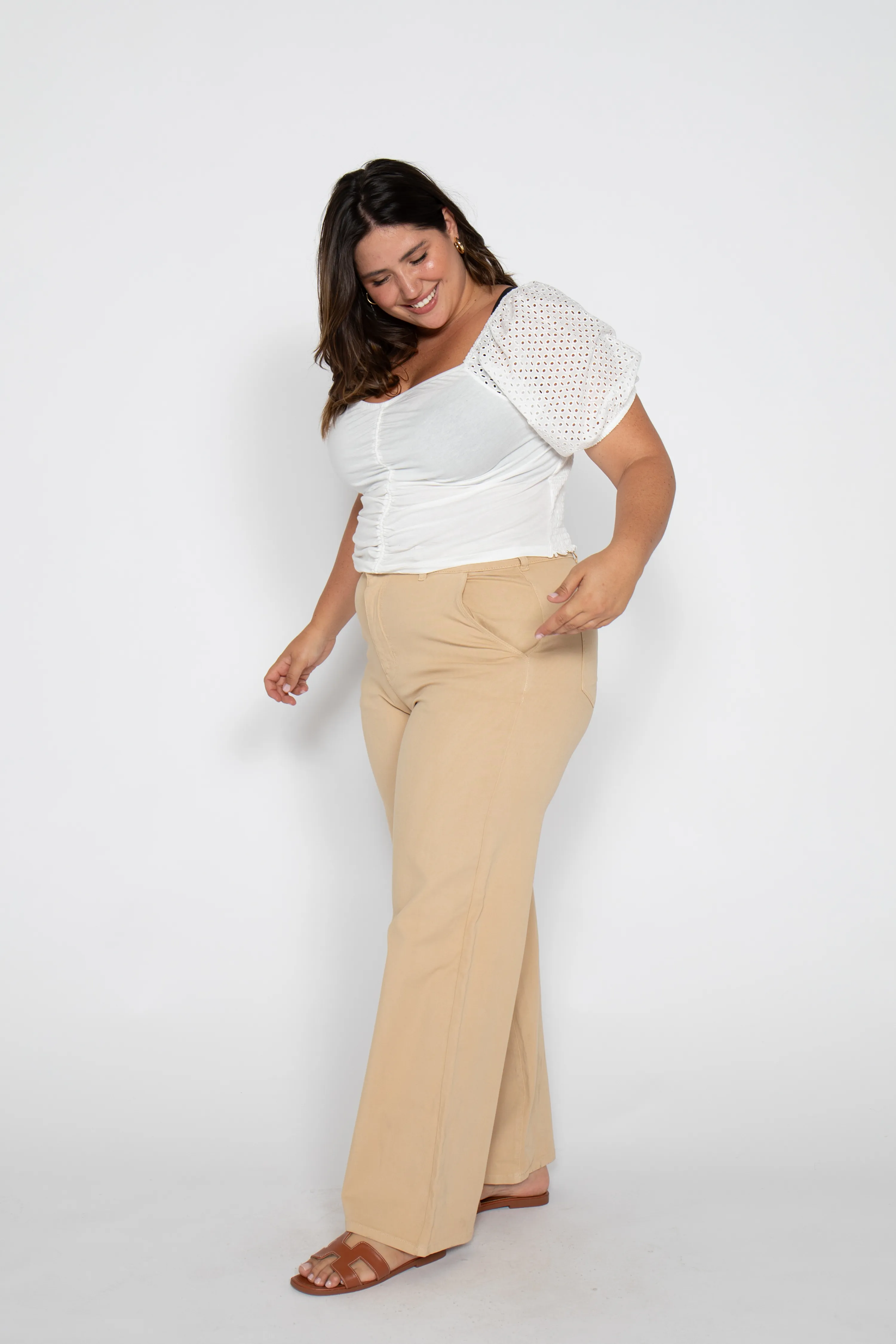 Flora Stretch Trouser Almond Buff
