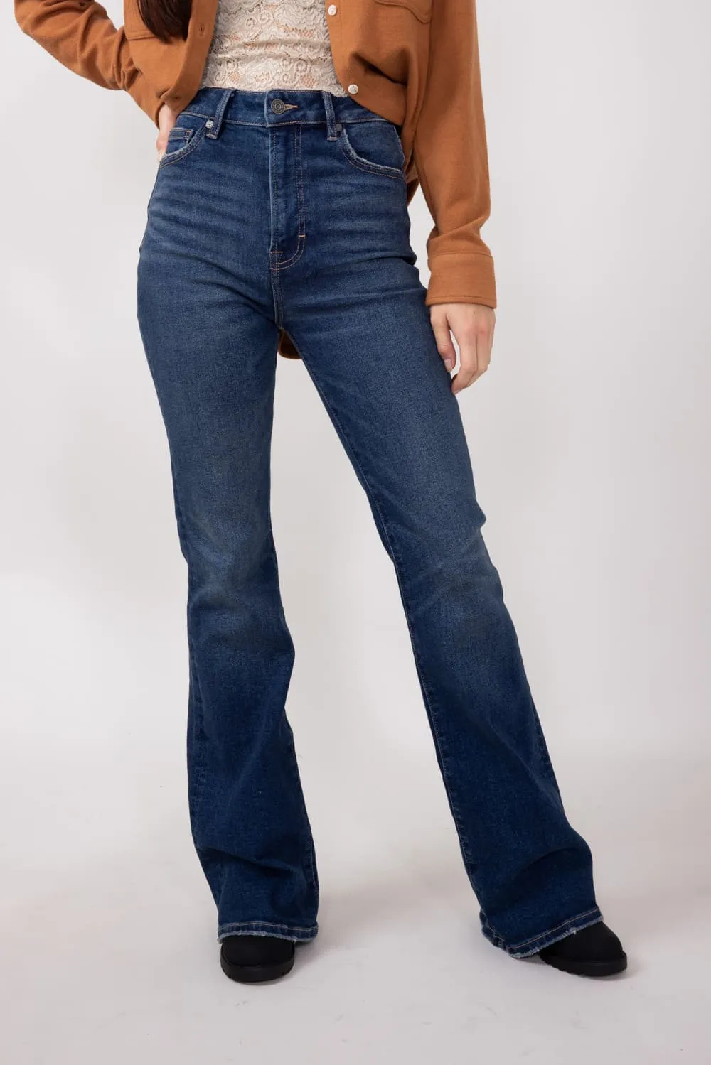 Hidden High Rise Flare Jeans for Women in Dark Wash | HD3285-DK