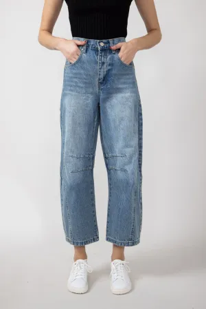 High Rise Barrel Leg Jeans for Women | MAP2740-DENIM