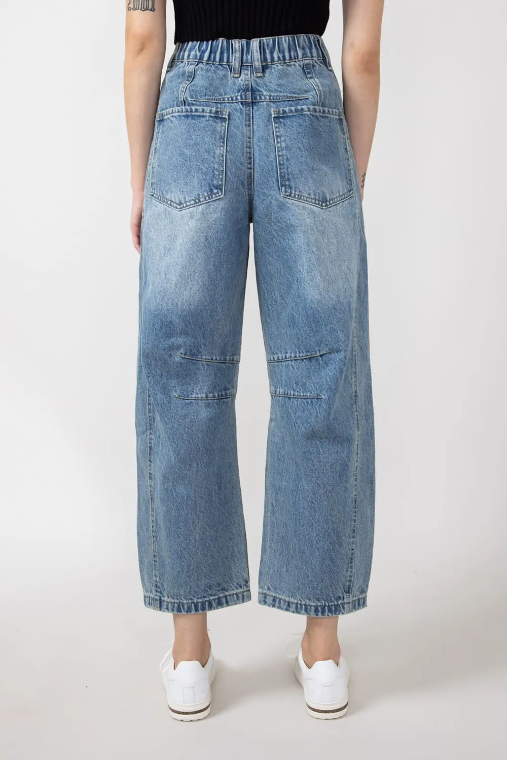 High Rise Barrel Leg Jeans for Women | MAP2740-DENIM