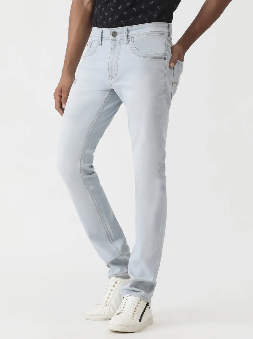 Ice Blue Washed Slim Fit Jeans | Greenfibre