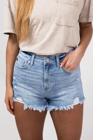 KanCan x Glik’s Best Friend Light Wash Denim Shorts for Women | AB1022L-GL