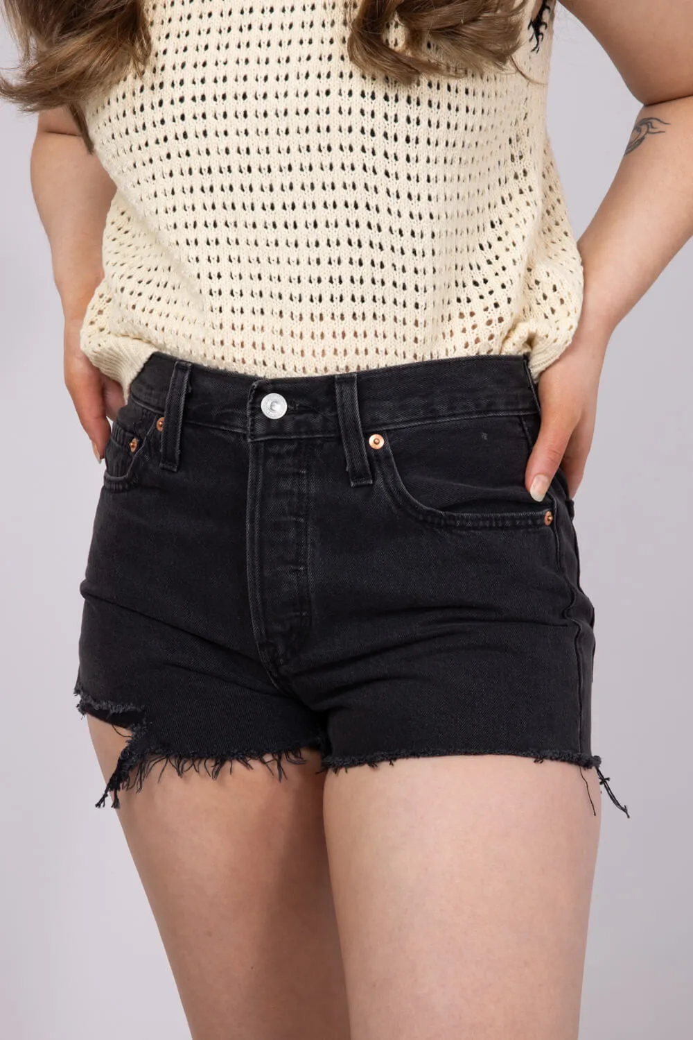 Levi’s 501 Original Denim Shorts for Women in Lunar Black | 56327-0112