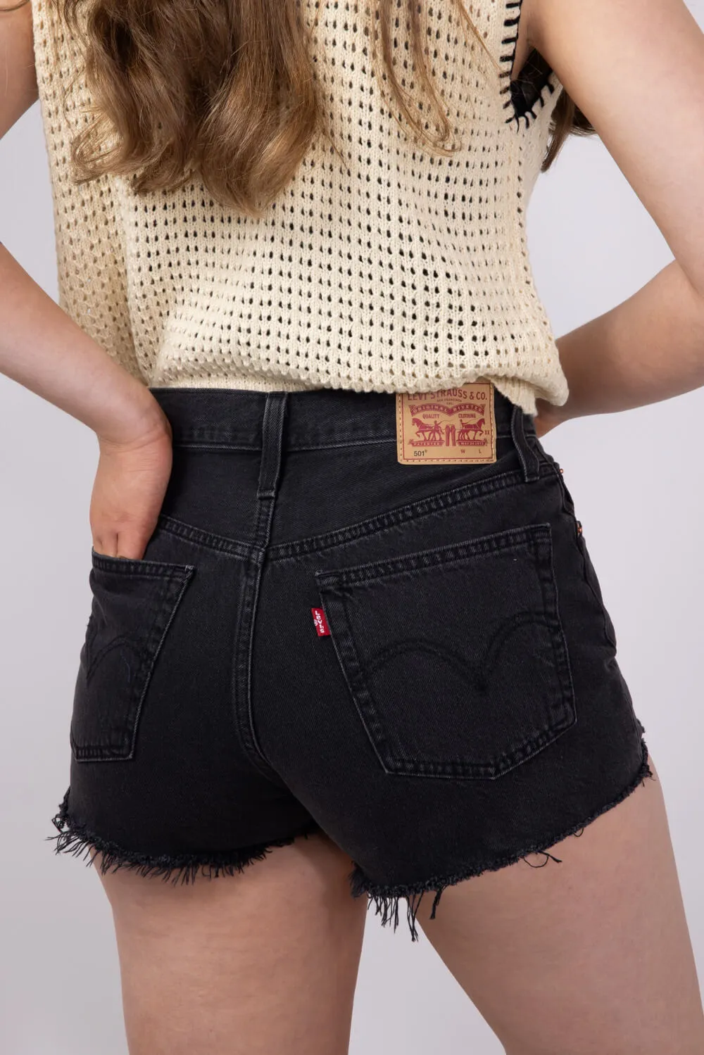 Levi’s 501 Original Denim Shorts for Women in Lunar Black | 56327-0112