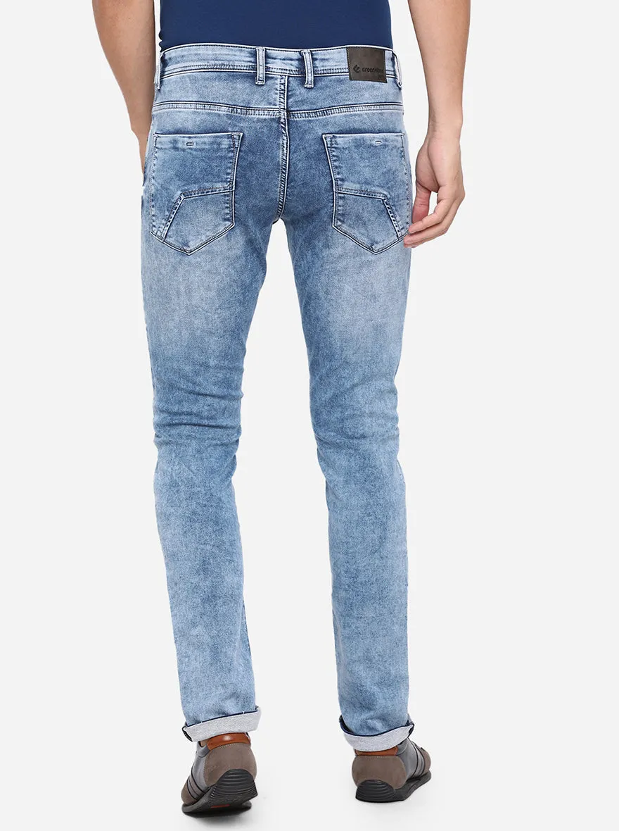 Light Blue Washed Narrow Fit Jeans | Greenfibre