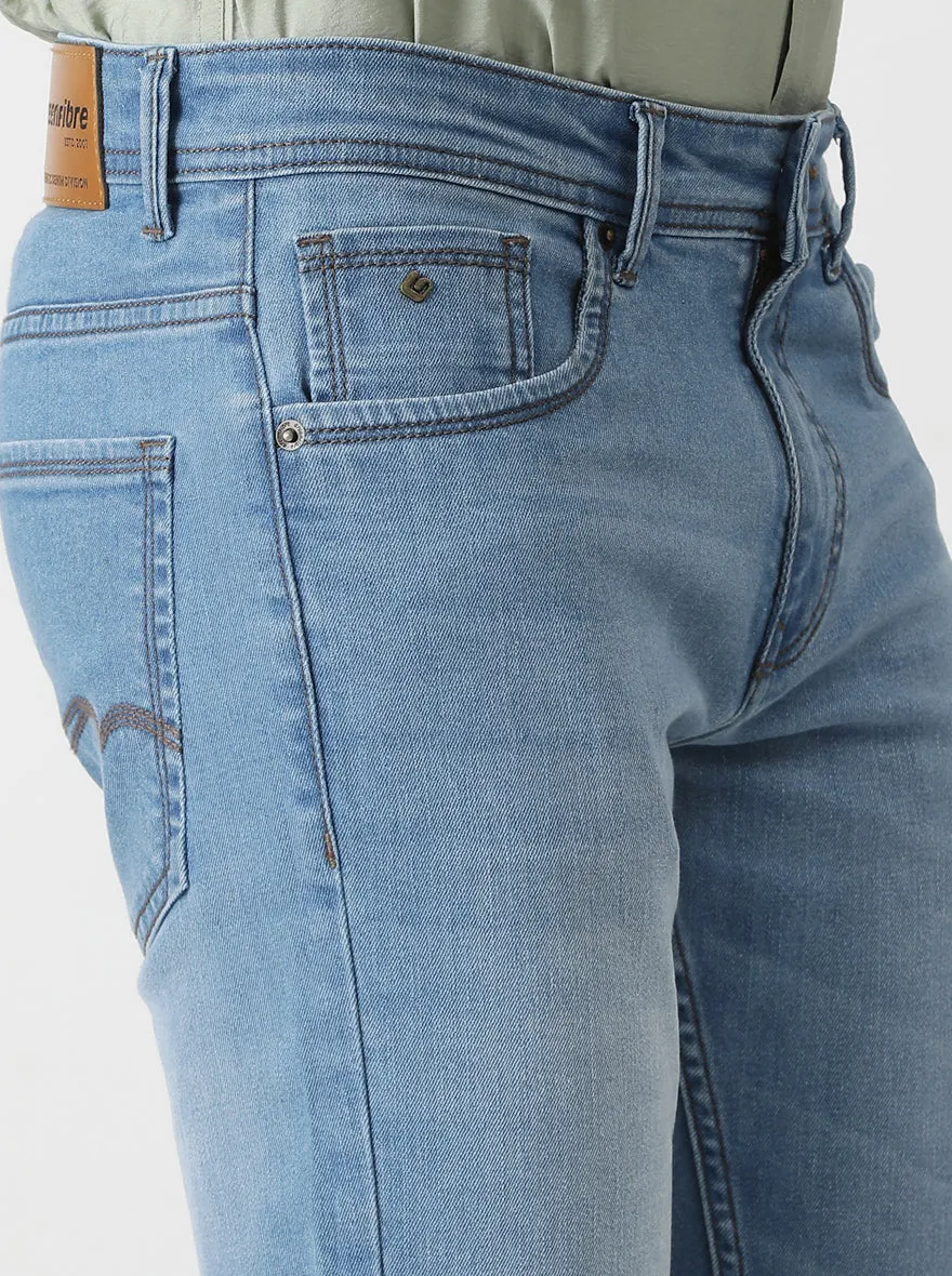 Light Blue Washed Straight Fit Jeans | Greenfibre