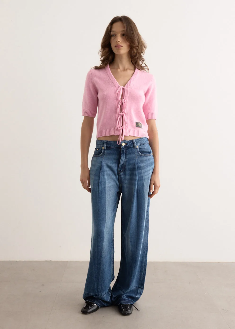 Light Denim Pleated Jeans