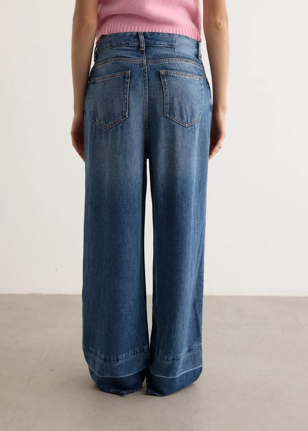 Light Denim Pleated Jeans