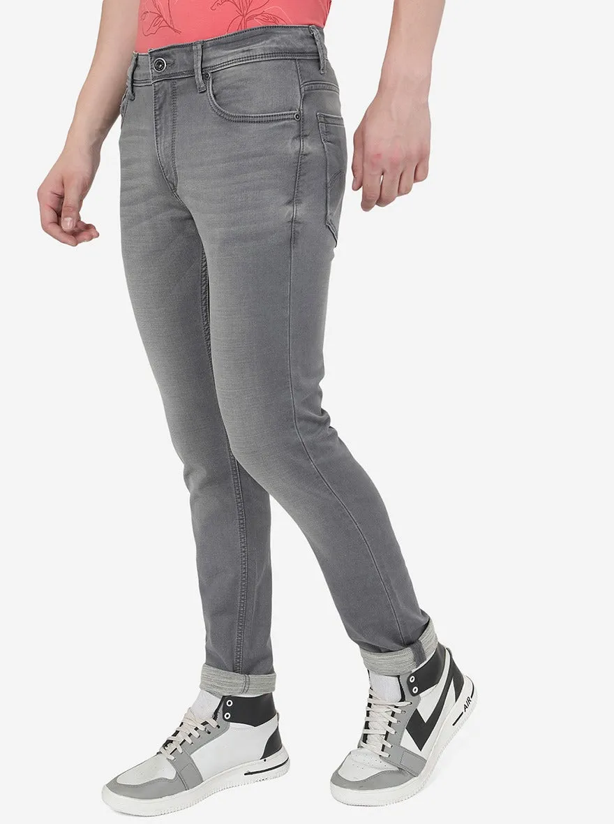 Light Grey Washed Slim Fit Jeans | JadeBlue