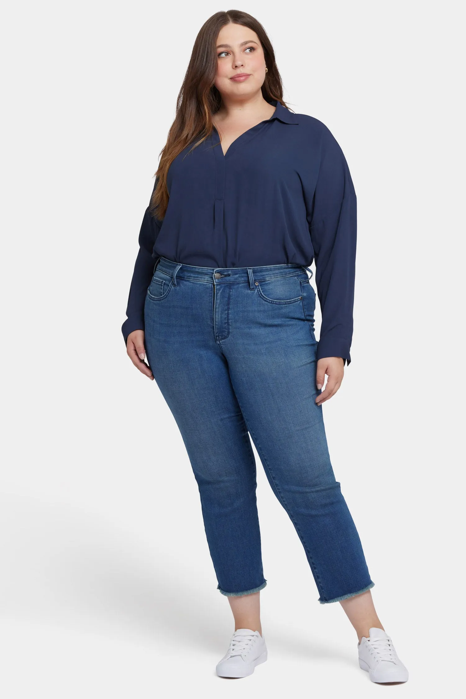 Marilyn Straight Ankle Jeans In Plus Size - Blue Ridge