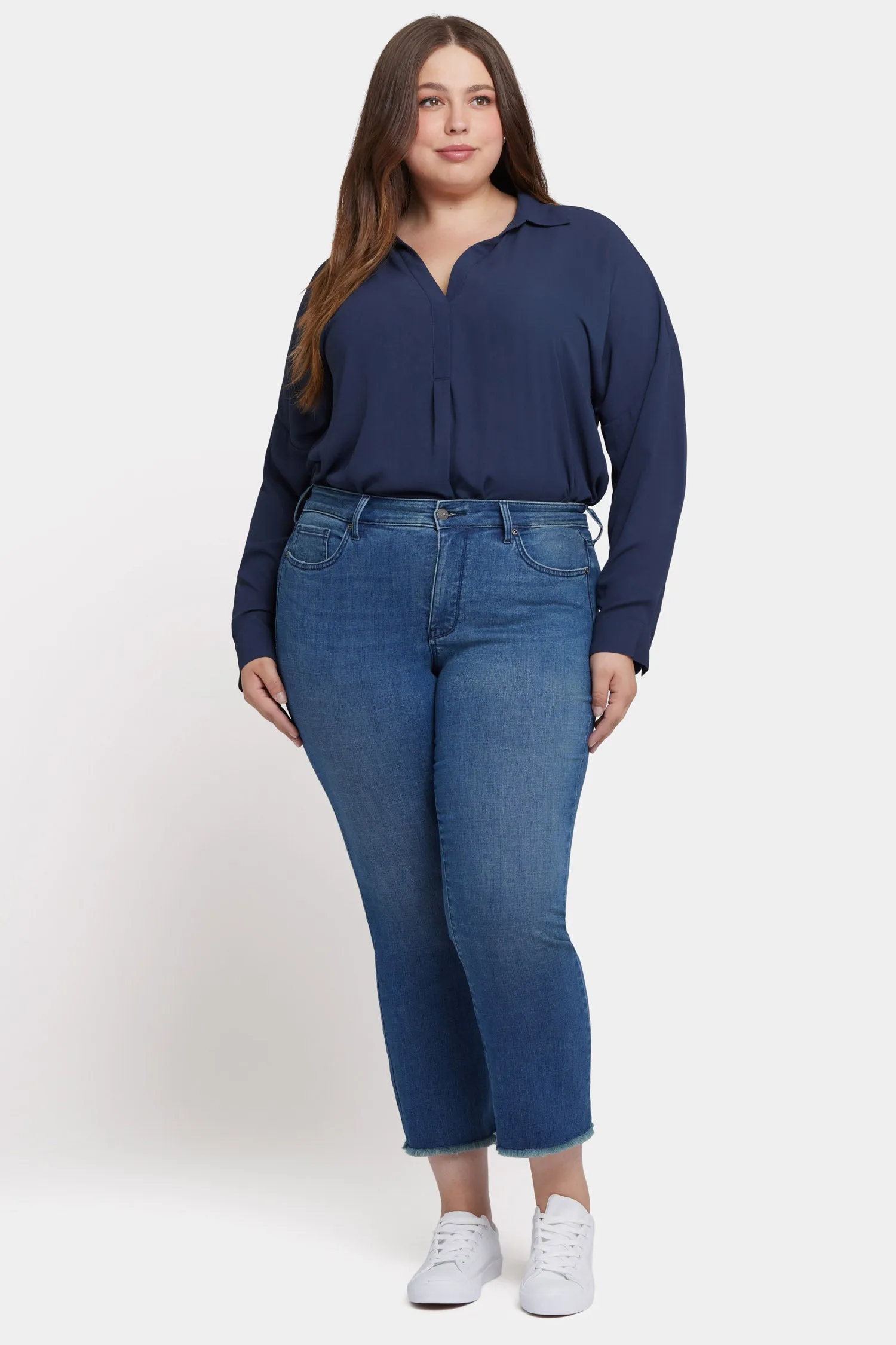Marilyn Straight Ankle Jeans In Plus Size - Blue Ridge