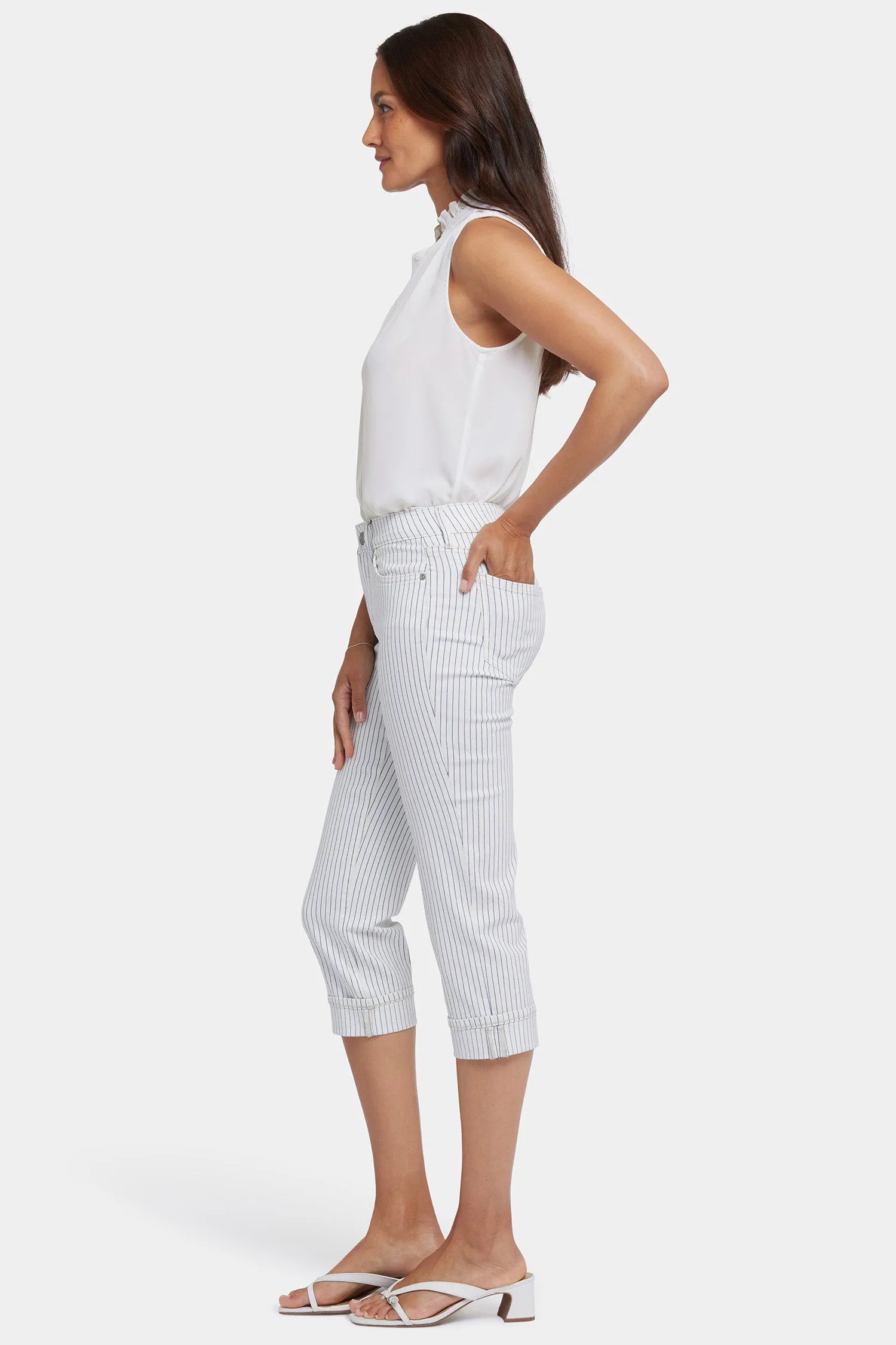 Marilyn Straight Crop Jeans In Petite - Palencia Stripe