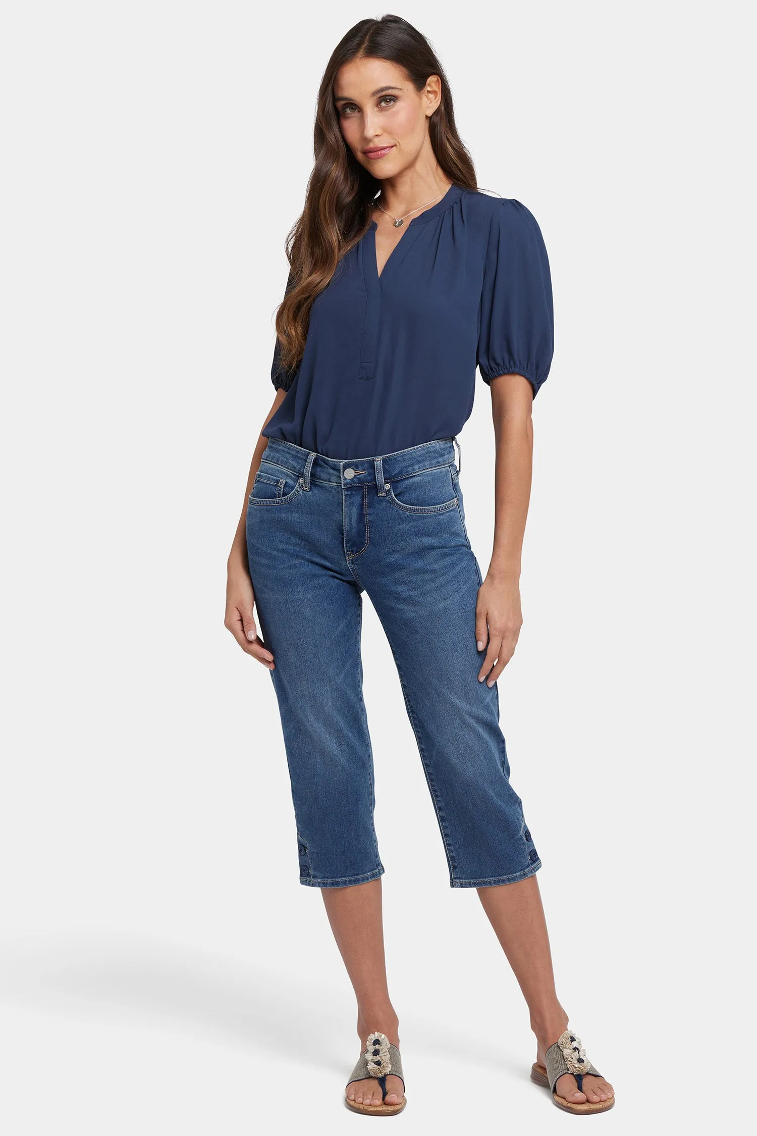 Marilyn Straight Crop Jeans In Petite - Valencia Surf
