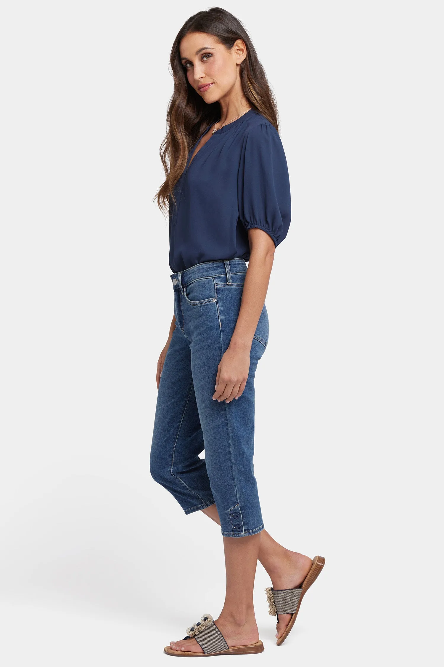 Marilyn Straight Crop Jeans In Petite - Valencia Surf