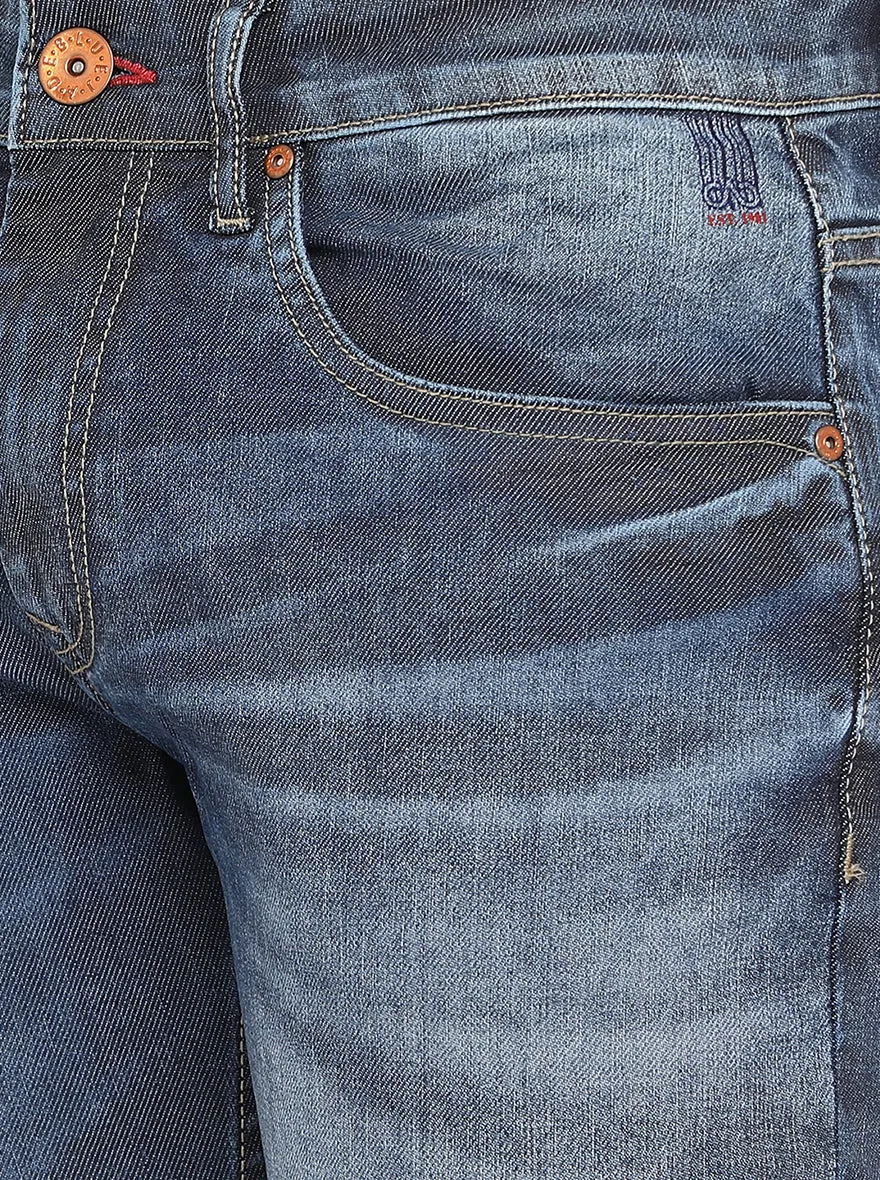 Mid Blue Solid Slim Fit Jeans | JadeBlue